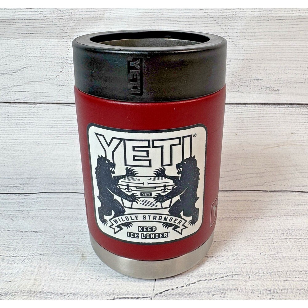 YETI Rambler Colster 12oz Brick Red Stainless Twist Top Can Insulator with DECAL